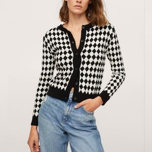 Check knitted cardigan